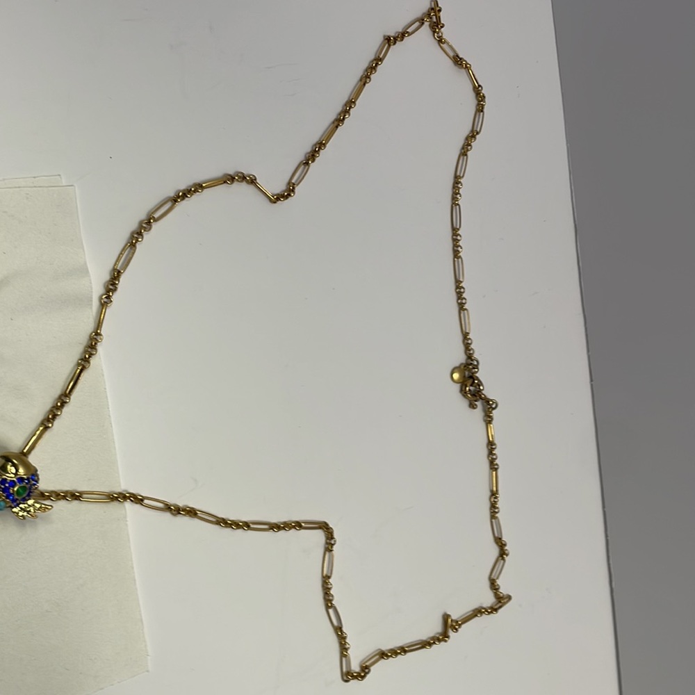 Vintage Enamel and Crystal parrot pendant necklace - Picture 3 of 5